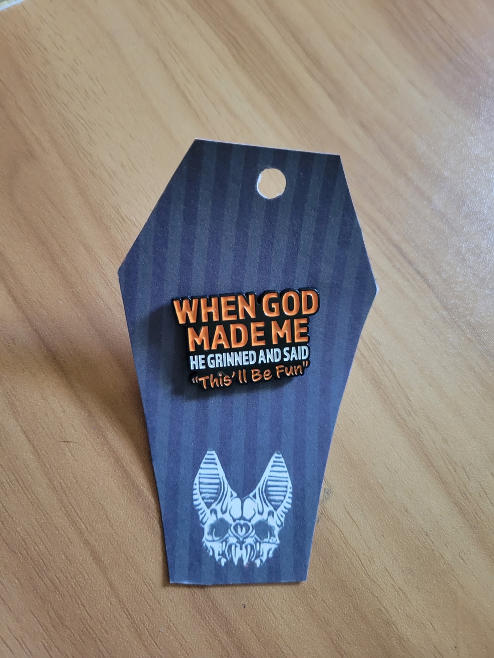 👻BUY 1 GET 1 FREE👻Orange & Black Enamel Pin - "When God Made Me"
